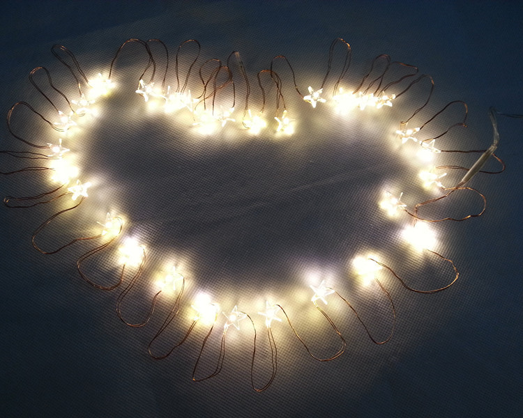Factory Whole Sale STAR Shaped Theme 3AA Battery Powered 3M 30 LED Copper String Fairy Lights Christmas Holiday Lighting
