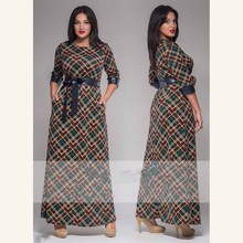 Women dress 2016 hot casual Plaid dress vestido de festa robe summer dress summer style plus size women clothing casual dress
