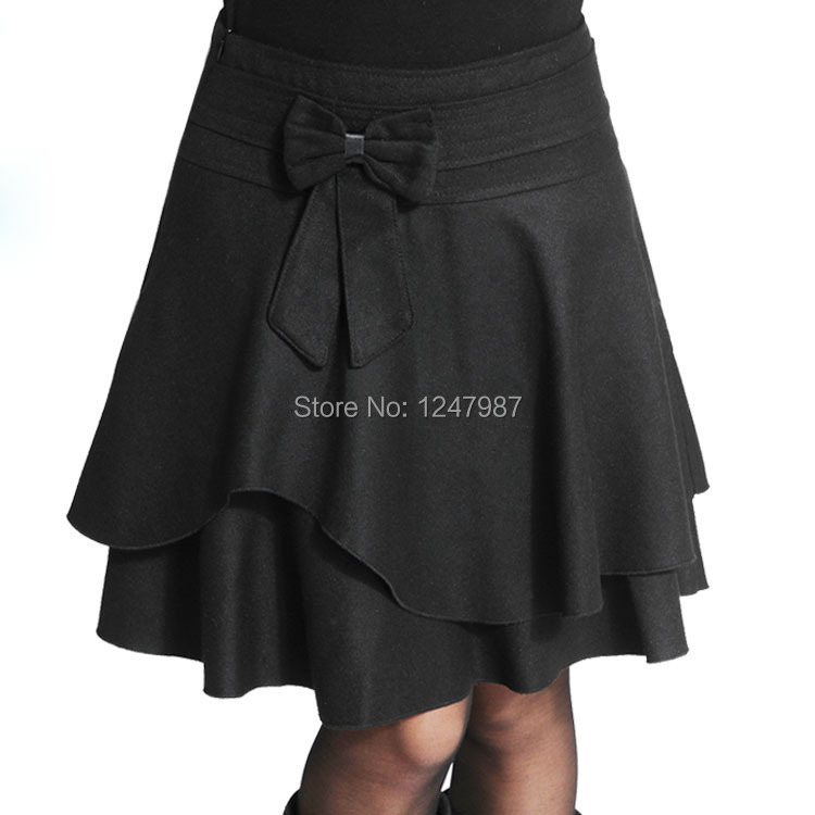 New 2015 High Quality Fashion Black Knee length Skirt Women Vintage High Waist Pleated Skirt Free Shipping Female Short Skirts