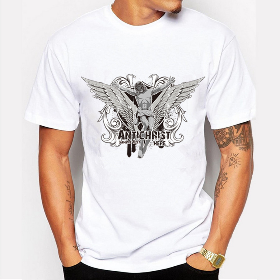 2016 Casual Novelty Men T-shirt Angel 3D Prints 20 Colors Short Sleeved Round Neck Man Cotton Top Shirt FS-M-YH95