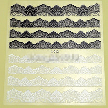 4 colors lace 10pcs mixed batch design High Quality 3D nail art stickers decals decorations tools