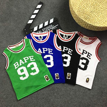 2016 summer new bape kids Letter digital jersey Cotton short-sleeved shirt kd 8 baby boys and girls clothes children vest