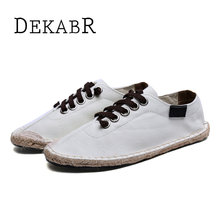 New 2016 Spring Summer Man Casual Shoes Woman Loafers Handmade Fashion Flats Vintage Breathable Straw Braid Male Canvas Shoes
