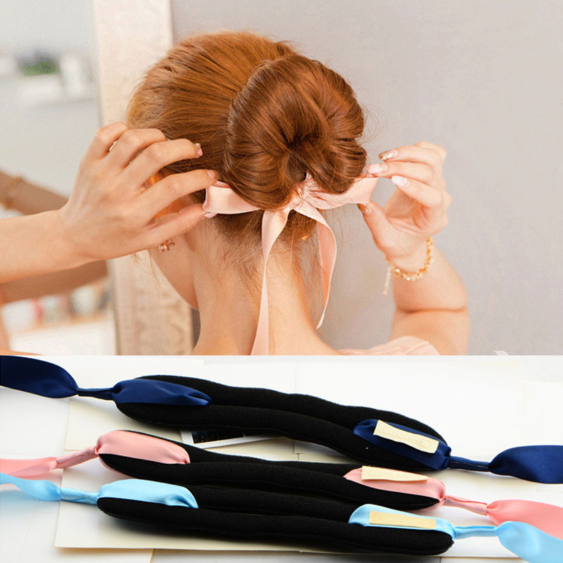 Fashion Magic Tools Foam Sponge Device Quick Messy Donut Bun Hairstyle Girls Women Hair Bows Band Accessories Silk Headband