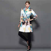 2015 fashion Winter new map color printing combined size Coat Women s Jackets Elegance was thin