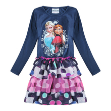 2-6Y  HOT Selling girls dresses printed cartoon characters long sleeve winter kids girls frocks baby clothes dresses