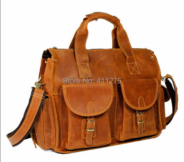 retail crazy horse Leather men's bag man shoulder vintage  bags, men  man's messenger business  pockets bags  brown color