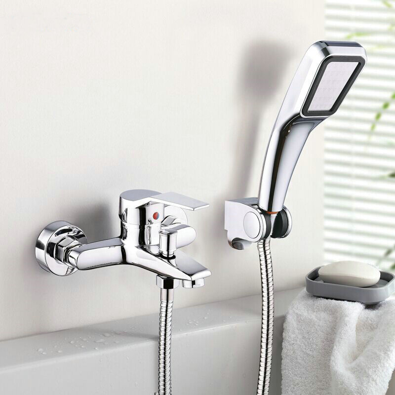 Wall Mounted Bathroom Faucet Bath Tub Mixer Tap With Hand Shower Head Shower Faucet