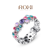 1PCS Free Shipping! Fashion Colorful Austrian Crystal Ring white Gold Plated Gift Jewelry for Women