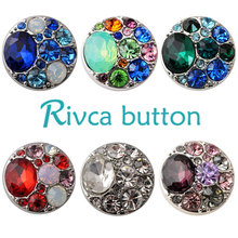 D02137 Hot Wholesale 8 Color High Quality Charm Rhinestone Styles Alloy Ginger Snap Button Bracelets Woman Rivca Snaps Jewelry