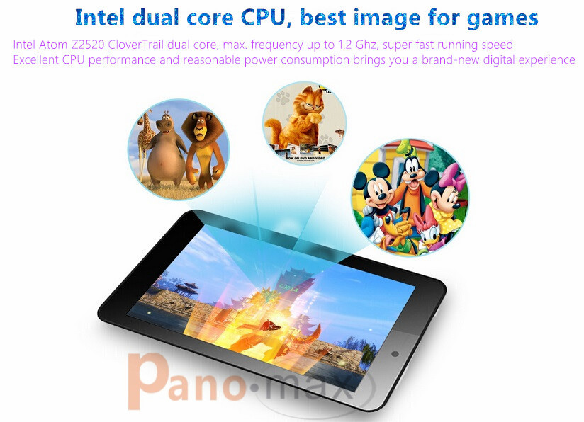 7 inch dual core Intel tablet with Intel Atom Z2520 CloverTrail 1GB RAM 8GB Storage support