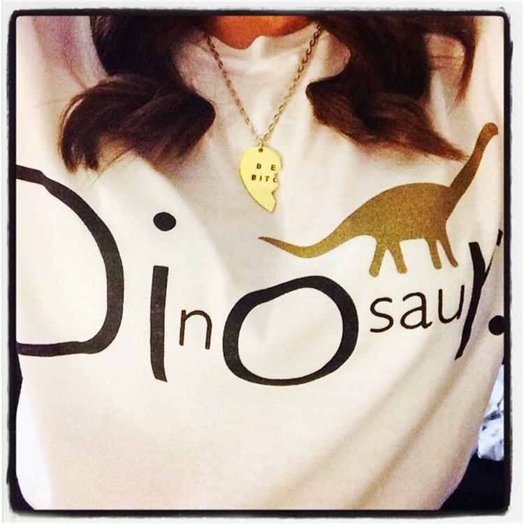 2015 Summer Short Sleeve Women T Shirt Dinosaur letter printing short T Shirt Women Shirts Clothes