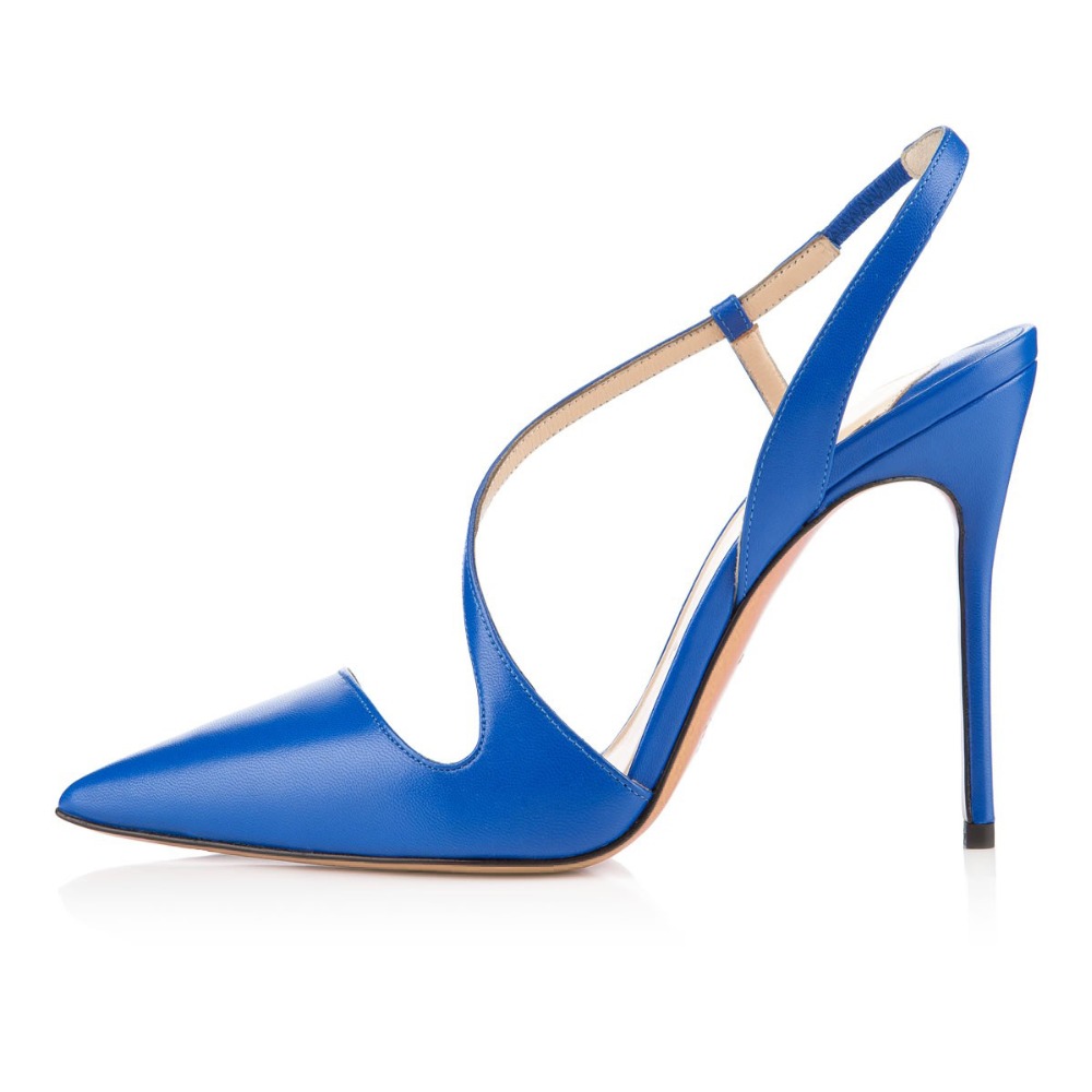 Fashion women pumps sexy pointed toe high thin heels shoes woman blue sheepskin pumps elegant mature Plus size