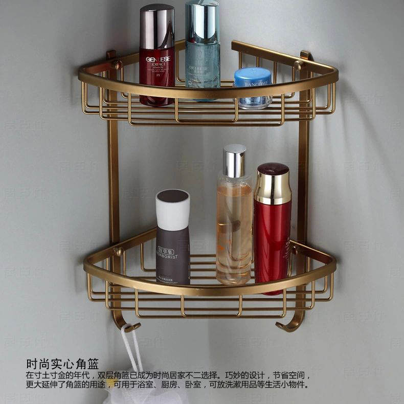 Wall Mounted Antique bronze Alumimun Bathroom Soap Basket Bath Shower Shelf Basket Holder building material MJ-7011