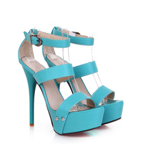 ARMOIRE New Sexy Black White Blue Yellow Women Glamour Platform Sandals Super High Heels Pumps Ladies