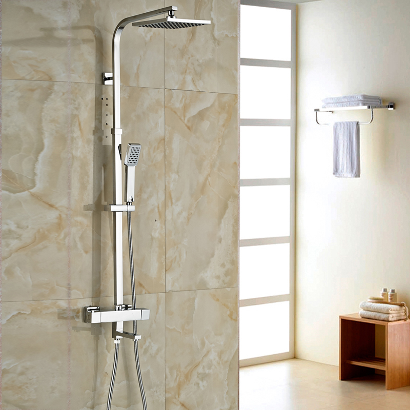 Brand New Chrome Thermostatic Water Shower Faucet Set Bath Tub Shower Mixers with Handshower 8