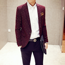2015 Men s new winter leisure suit influx of men Slim striped long sleeved jacket