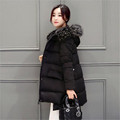 2016 Winter New Women Hooded Fur collar Medium long Cotton Down Jacket Korean Loose Large size