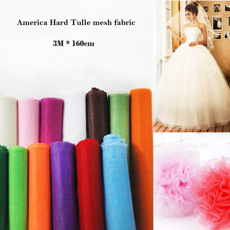 3m America Hard Tulle mesh fabric 160cm wide for wedding dress cloth Sewing DIY doll tutu