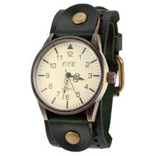 2014 New Unisex Vintage Punk Genuine Leather Bracelet Wrist Watch with Wide Band Big Dial Watch