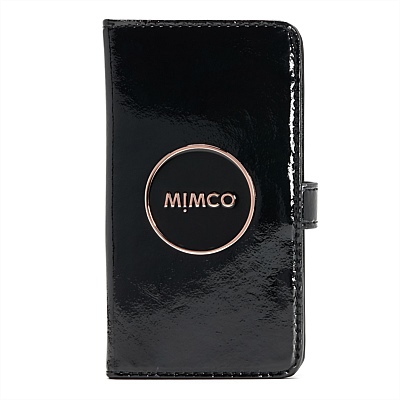 mimco phone 6 PLUS flip case leather black rosegol...