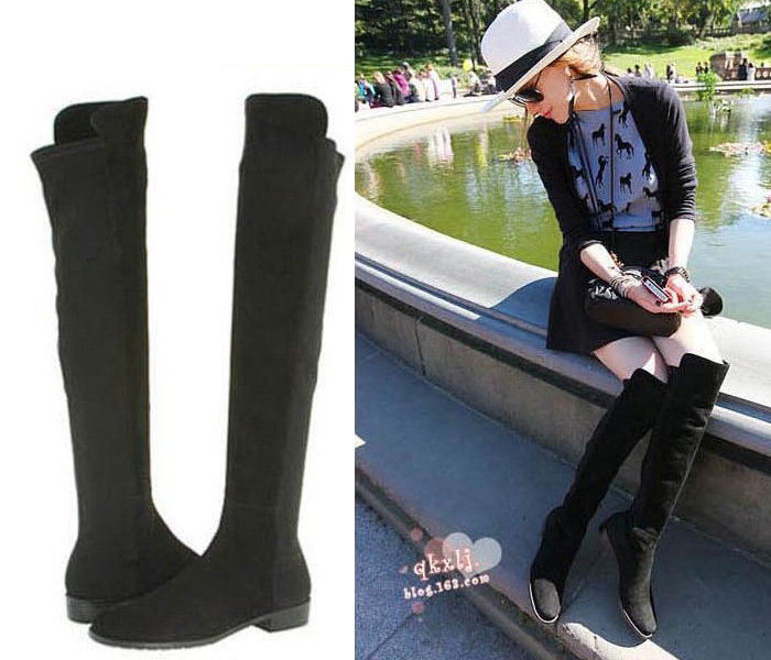 Europe and the United States and small chili shoes knee boots boots with flat thigh boots