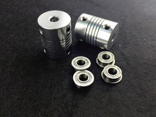 4x MF105ZZ Bearing +2xCNC Motor Shaft Coupler Elastic Aluminum Alloy Coupling for 3D Printer Prusa i3,5x5mm,Free Shipping