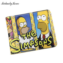 European And American Fashion Cartoon Wallets For Young Boys Girls THE SIMPSONS Wallets Short Thin Leather Purses id Card Wallet