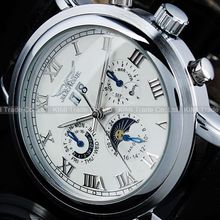 Jaragar relojes de lujo para hombre fase lunar semana / mes mecánico Auto del reloj del reloj del regalo de navidad + caja de regalo envío gratis
