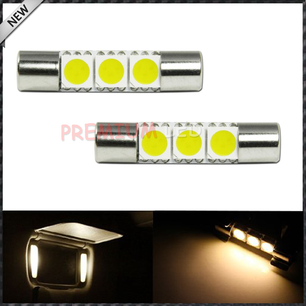 Free shipping 2pcs/lot Warm White 3 SMD 6641 LED Bulbs For Car Vanity Mirror Lights Sun Visor ...
