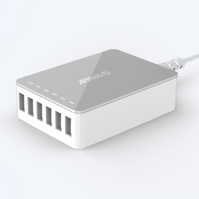 ORICO CSA-6U-GY 6 Port Micro USB Charger 50W Smart Super Charger for Iphone/Ipad/Samsung-Gray