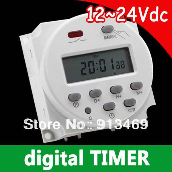 Universal input 12V 24V 7 days progrmmable digital timer switch with 4 insulated female connectors as