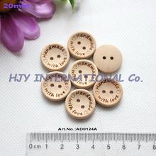 (100шт / шт) ручной работы с любовью Кнопки Scrapbooking Пуговичная натурального дерева 20мм -AD0124A