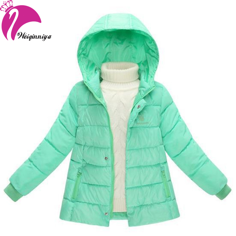 New Brand 2016 Kids Girls Winter Jacket Fashion Lightweight Outwear kids Warm Long Coat Down Parkas