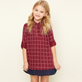 Girls Clothes Cotton Dresses Long Half Sleeve Plaid Shirt Dress Teenager School Costume 2017 Spring Clothing