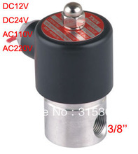 Free Shipping 3/8″ Stainless Steel Electric Solenoid Valve FKM Normally Closed Air Water Valve 2S040-10