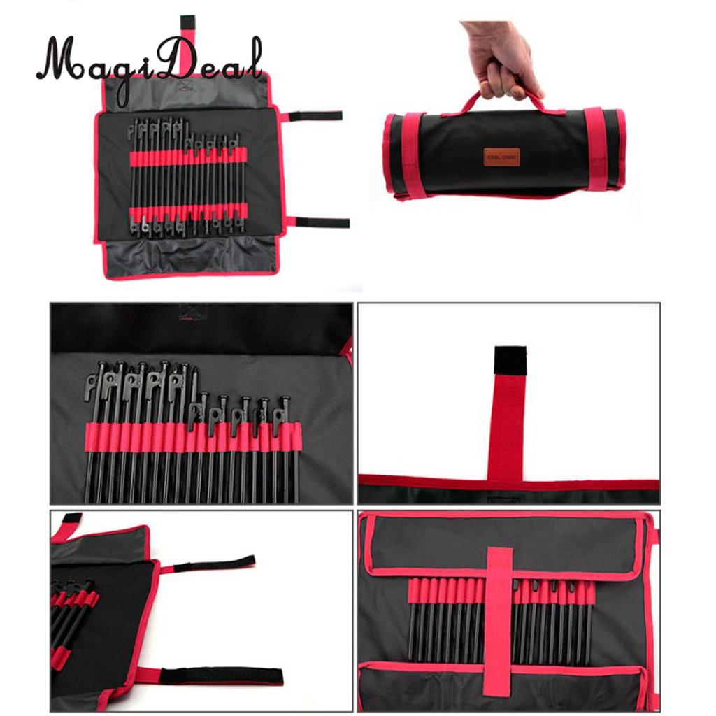 Heavy Duty Camping Tent Pegs Nails Stake Storage Case Bag for 20pcs Stakes