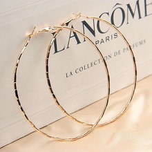 Simple Gold Plated Big Hoop Earring For Women Statement Fashion Jewelry Accessories Large Circle Round Loop Earrings