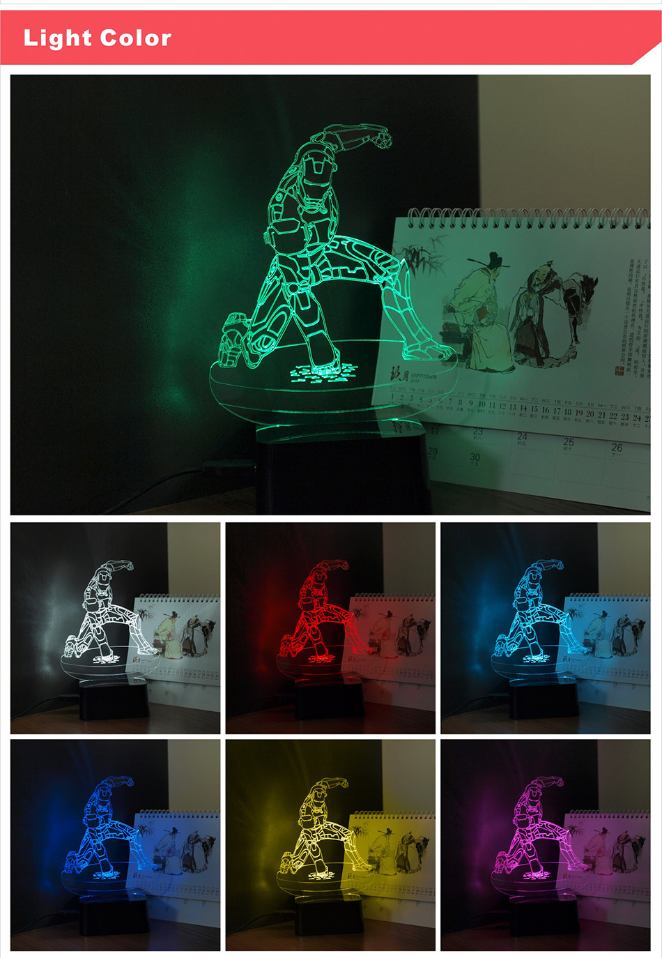  iron Man Seven Colors LED RGB Table Lamp Christmas Light  (3)