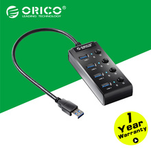 Portable 4 Ports USB 3.0 HUB for Laptop/Ultrabook with Switchs for Notebook/Desktop-Black