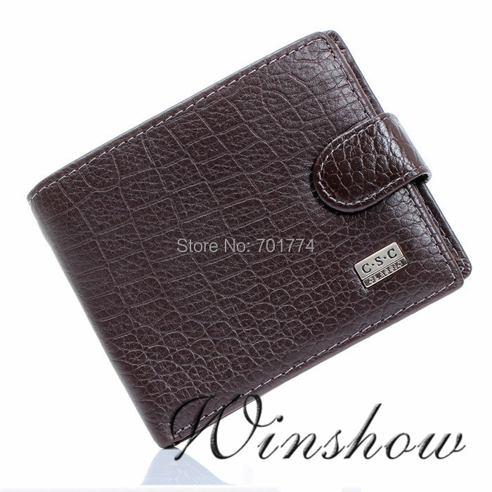 New Arrival FREE SHIPPING Classic Men Gentlemen Coffee Real Genuine Leather Bifold Clutch Wallet ID Credit