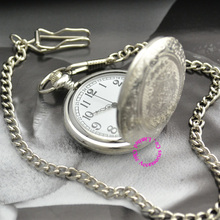 classic vintage retro style silver white face dial man men pocket watch with chain wholesale buyer