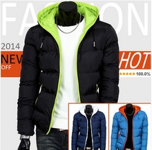 2014 mens winter jacket men’s hooded wadded coat winter thickening outerwear male slim casual cotton-padded outwear