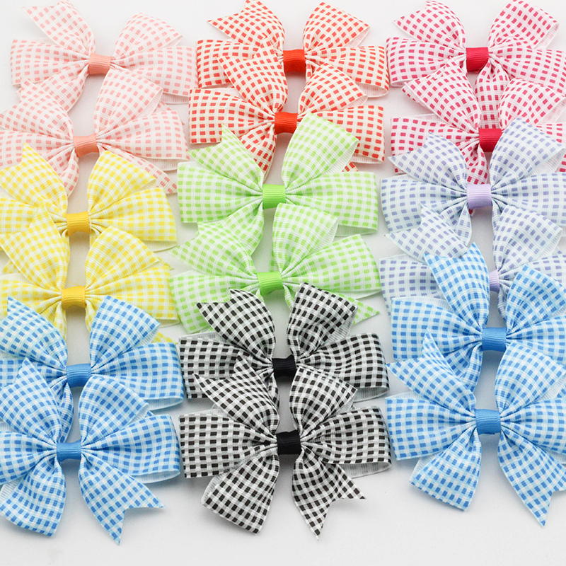 3 2 Plaid Ribbon Bows font b Tartan b font Hair accessories for Children Checkered pattern