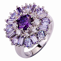 New Jewelry 2015 Enchanting Dazzling Purple Amethyst 925 silver ring size 7 8 9 10 11 12 For Free Shipping Wholesale