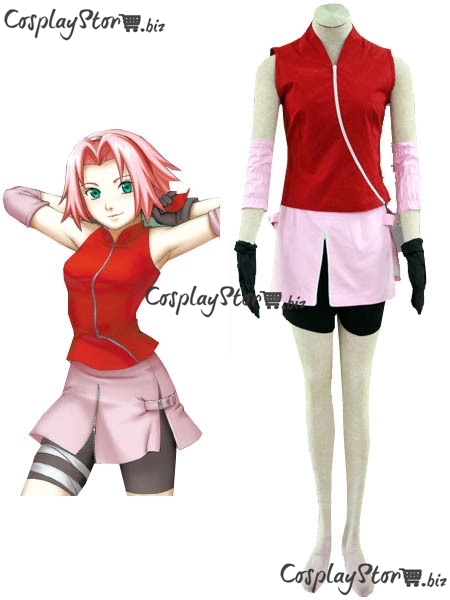 Naruto Shippuden Cosplay Naruto Cosplay Haruno Sakura Cosplay Red Womens Cosplay Costume 2014