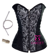 Appliesque Front Panel Vintage Bustier Corsets Steel Boned Waist Training Corset Women Corselet Gothic Steampunk Waist Trainer