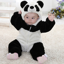 Panda Romper New born Baby Costume Animal Jumpsuit 2016 Cute Infant Boys Girls Romper Baby Clothes Flannel Bebe Clothing