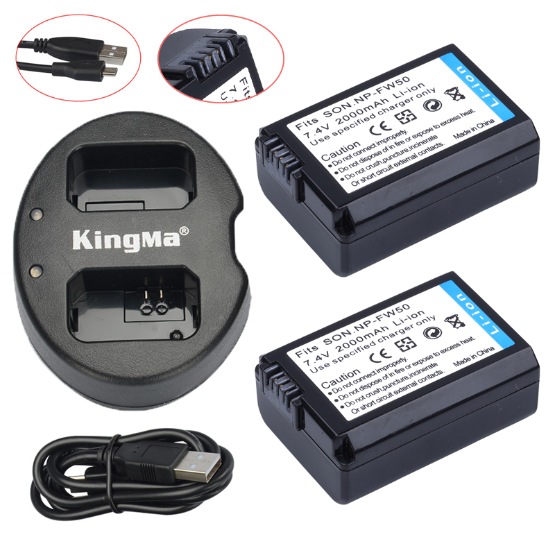 2Pcs NP FW50 NP FW50 Batteries USB Dual Charger For Sony NEX 5 NEX 5A NEX