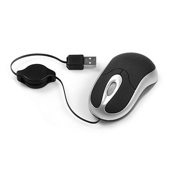 High Quality Black USB Retractable Cable Optical Mouse Mice For PC